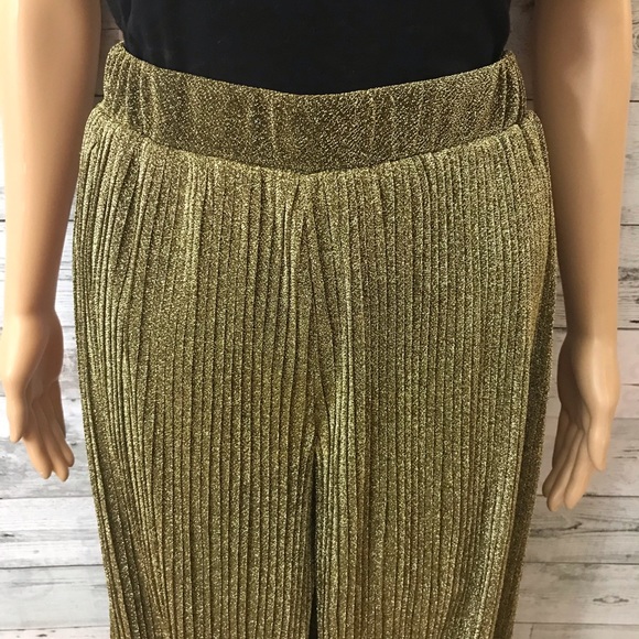 Endless Rose Wide Leg Metallic Gold Pants - Picture 5 of 6